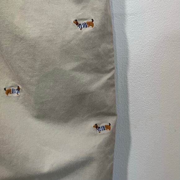 Talbots Beige Chino Pants Dachshund Embroidered Size 14 Cotton Blend Preppy - Picture 9 of 12